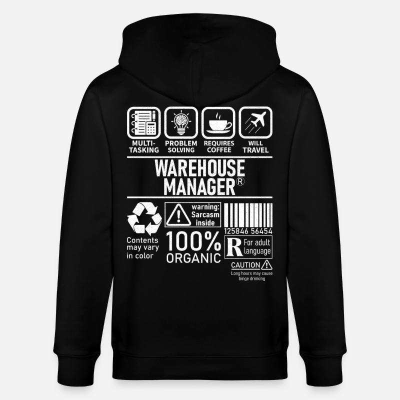 Warehouse Manager multi tasking problem solving - Stanley/Stella Unisex Bio-Kapuzenjacke CULTIVATOR - Schwarz