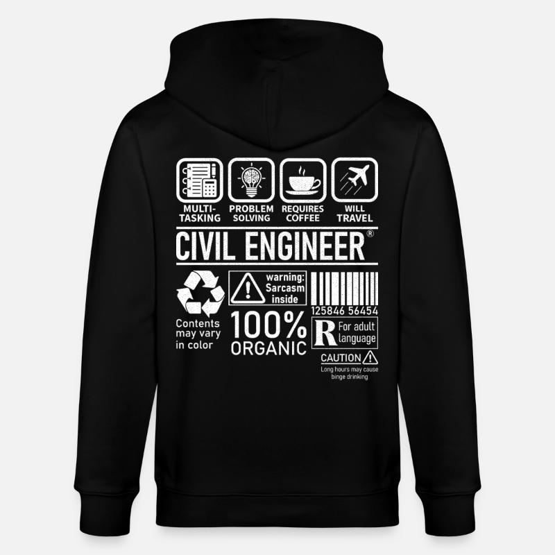 Civil Engineer multi tasking problem solving - Stanley/Stella Unisex Bio-Kapuzenjacke CULTIVATOR - Schwarz