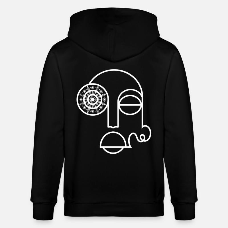 Abstraktes Gesicht / Modernes abstraktes Gesicht - Stanley/Stella Unisex Bio-Kapuzenjacke CULTIVATOR - Schwarz