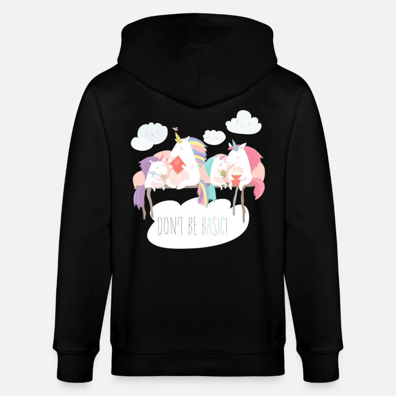 Einhorn don't be basic statement - Stanley/Stella Unisex Bio-Kapuzenjacke CULTIVATOR  - Schwarz