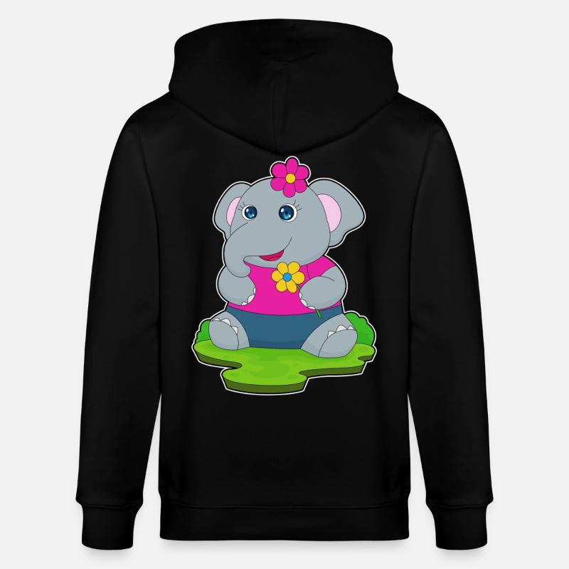 Elefant Blumen - Stanley/Stella Unisex Bio-Kapuzenjacke CULTIVATOR  - Schwarz