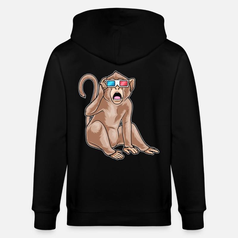 Monkey Glasses - Stanley/Stella CULTIVATOR  Unisex Organic Hooded Jacket - black