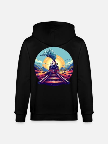 Railway Portrait - Stanley/Stella CULTIVATOR Unisex Organic Hooded Jacket - black