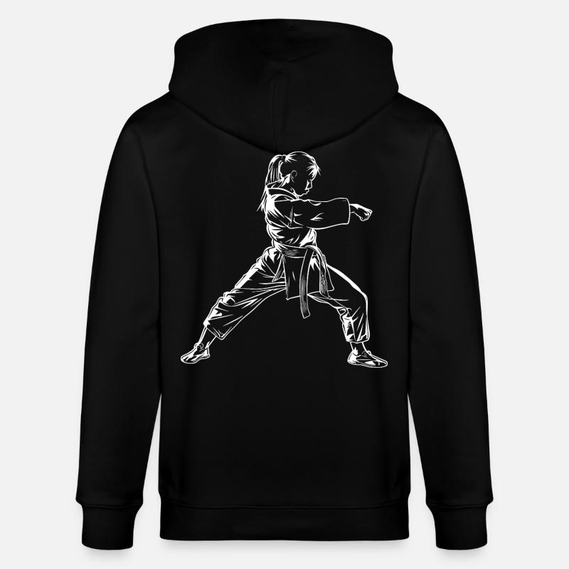 Karate Mädchen Skizze - Stanley/Stella Unisex Bio-Kapuzenjacke CULTIVATOR  - Schwarz