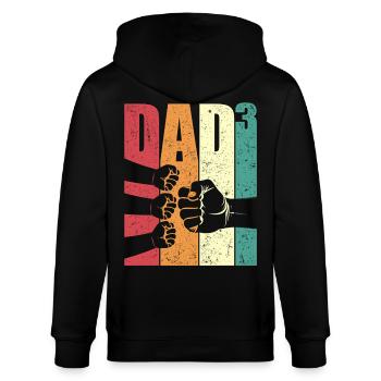 Dad Hoch 3 Fist Bump Drei Kinder Vatertag Geschenk - Stanley/Stella Unisex Bio-Kapuzenjacke CULTIVATOR  - Schwarz - Hinten - Anna (173cm)
