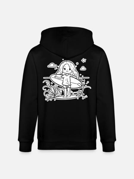 Surfeuse fille dessin animé - Veste à capuche bio CULTIVATOR Stanley/Stella Unisexe - noir