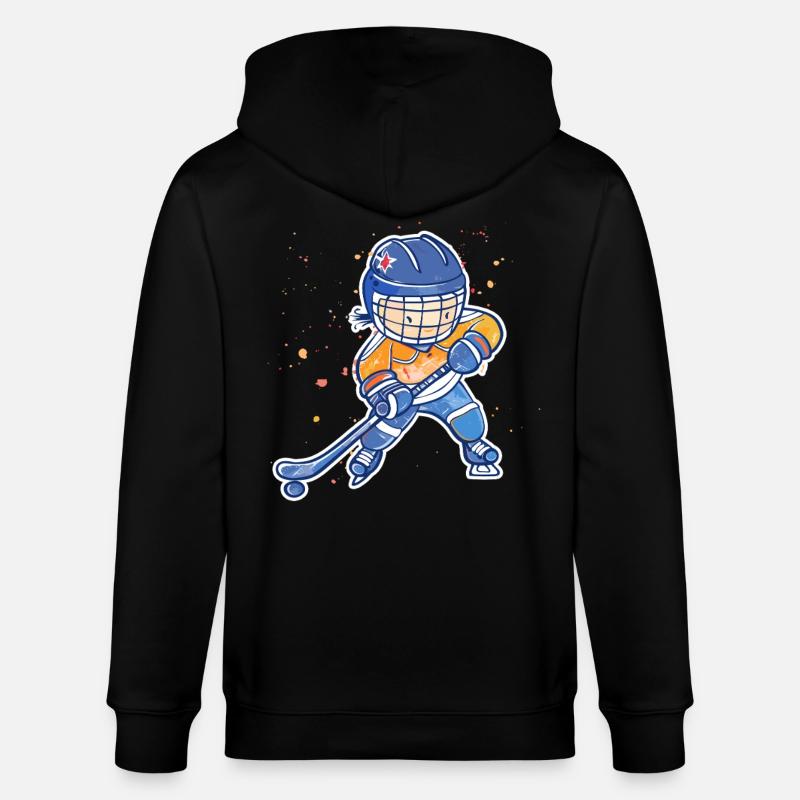 Kleiner Eishockeyspieler - Stanley/Stella Unisex Bio-Kapuzenjacke CULTIVATOR - Schwarz
