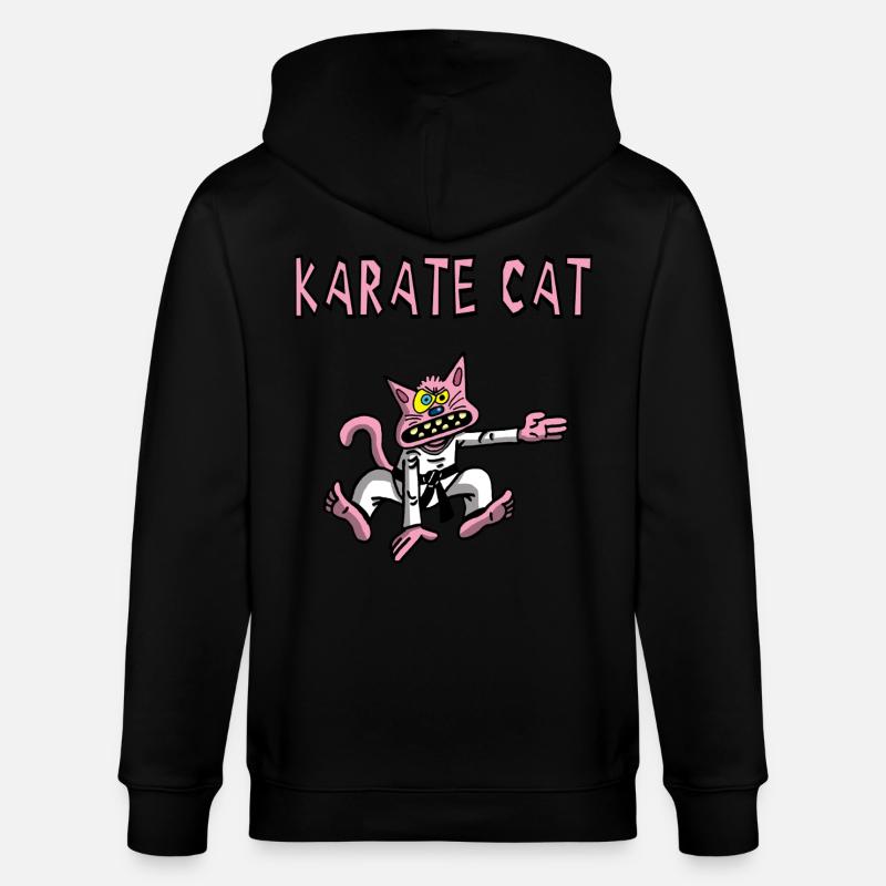 Karate und rosa Katze - Stanley/Stella Unisex Bio-Kapuzenjacke CULTIVATOR  - Schwarz