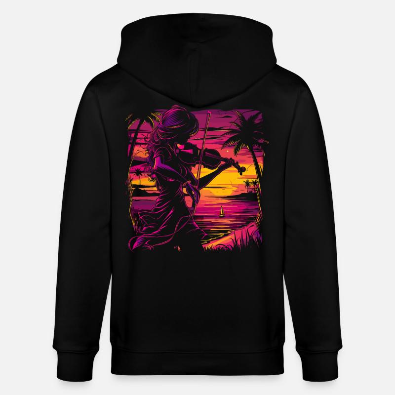Violoniste Synthwave - Veste à capuche bio CULTIVATOR Stanley/Stella Unisexe - noir