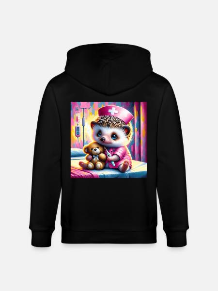 Niedlicher Igel im Pflegezimmer - Stanley/Stella Unisex Bio-Kapuzenjacke CULTIVATOR - Schwarz