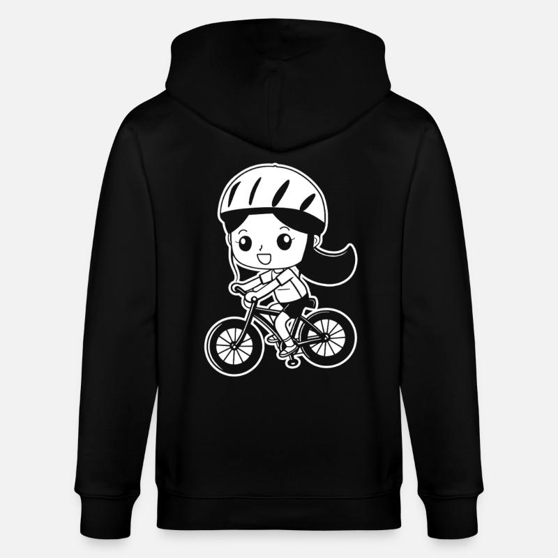 Radfahrerin Comic Stil - Stanley/Stella Unisex Bio-Kapuzenjacke CULTIVATOR  - Schwarz