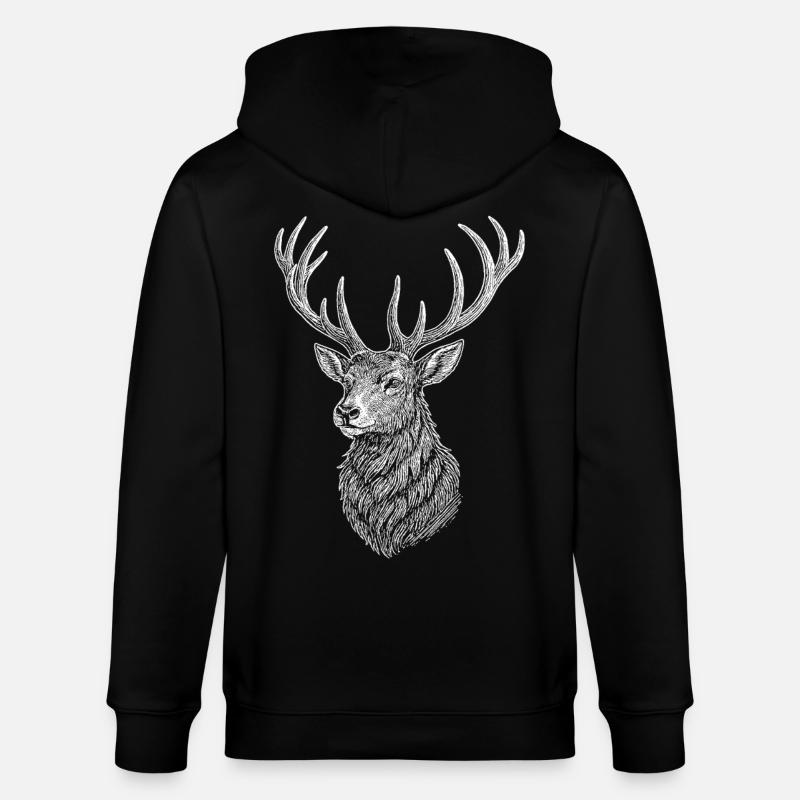 Deer - Stanley/Stella CULTIVATOR  Unisex Organic Hooded Jacket - black