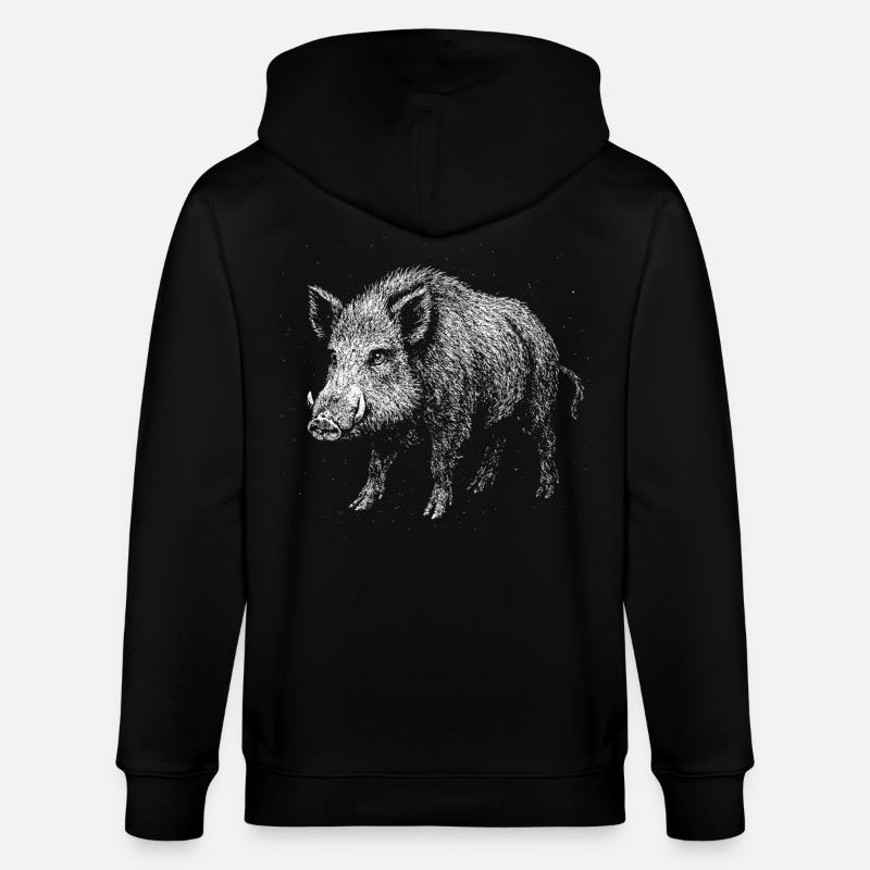 Wild boar - Stanley/Stella CULTIVATOR  Unisex Organic Hooded Jacket - black