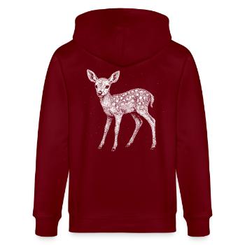 Fawn - Stanley/Stella CULTIVATOR  Unisex Organic Hooded Jacket - burgundy - Back - Anna (173cm)
