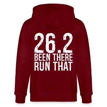 26 waren dort gelaufen, dass - Stanley/Stella Unisex Bio-Kapuzenjacke CULTIVATOR  - Burgunderrot - Hinten - Anna (173cm)