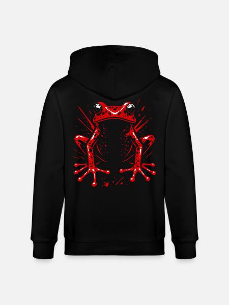 Frosch Erdbeerfrosch Roter Pfeilgiftfrosch - Stanley/Stella Unisex Bio-Kapuzenjacke CULTIVATOR - Schwarz