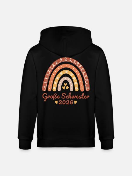 Große Schwester 2026 Regenbogen - Stanley/Stella Unisex Bio-Kapuzenjacke CULTIVATOR  - Schwarz