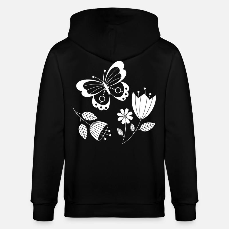 Papillon avec des fleurs - Veste à capuche bio CULTIVATOR Stanley/Stella Unisexe - noir