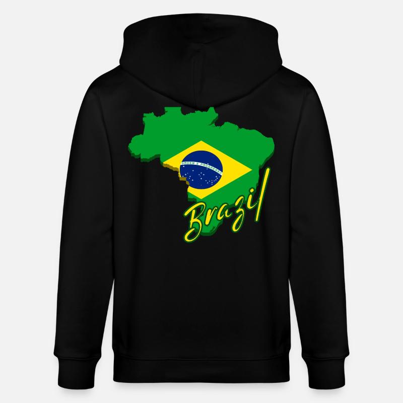 Carte du Brésil, drapeau du Brésil - Veste à capuche bio CULTIVATOR Stanley/Stella Unisexe - noir