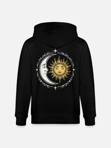 Sun and Moon - Spiritual Symbol - Stanley/Stella CULTIVATOR  Unisex Organic Hooded Jacket - black