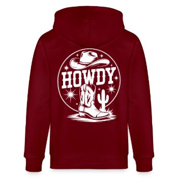 Western Cowboy Silhouette Design - Stanley/Stella CULTIVATOR  Unisex Organic Hooded Jacket - burgundy - Back - Anna (173cm)