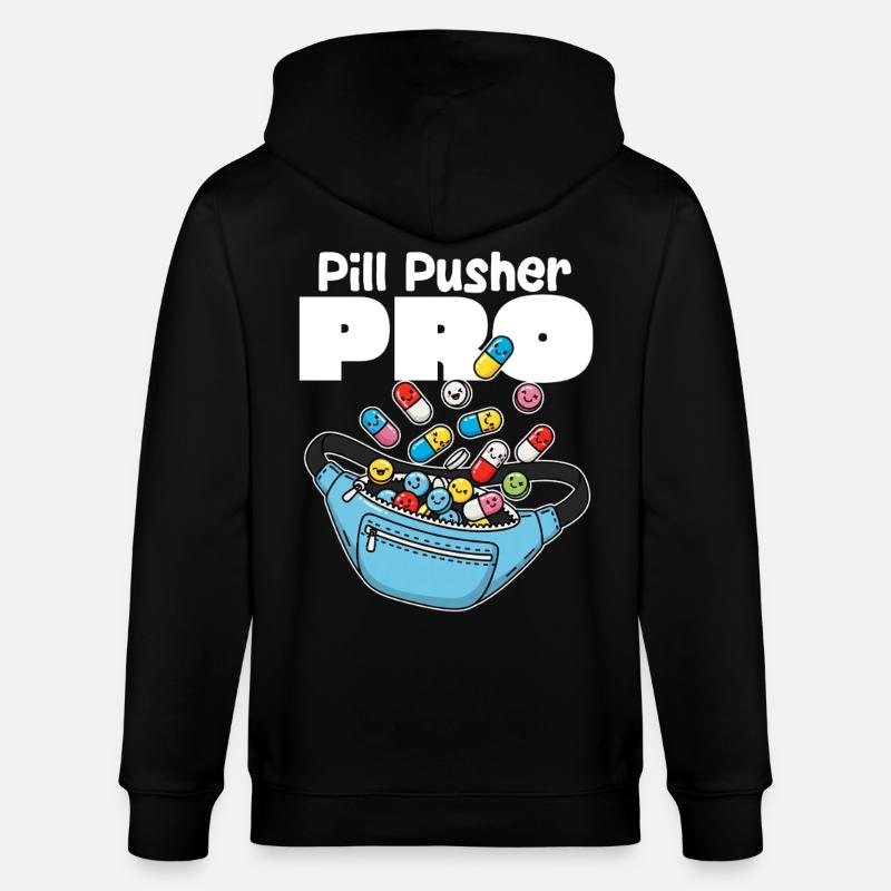 PILL PUSHER PRO - KRANKENSCHWESTER GESCHENK - Stanley/Stella Unisex Bio-Kapuzenjacke CULTIVATOR - Schwarz