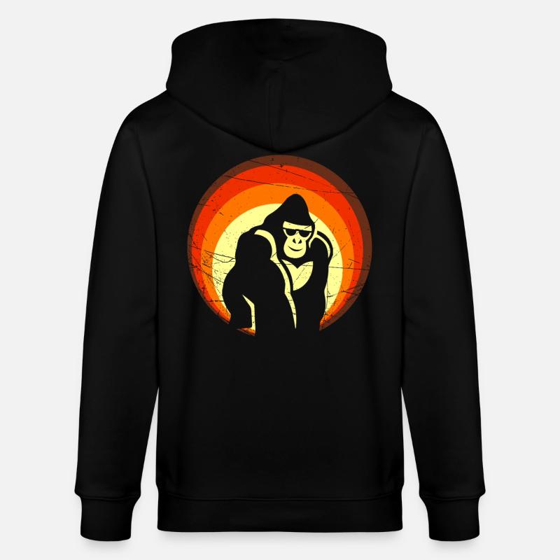 Rétro Sunset Gorilla Design - Veste à capuche bio CULTIVATOR Stanley/Stella Unisexe - noir