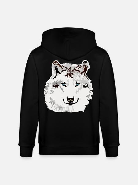 White wolf blue eyes - Stanley/Stella CULTIVATOR Unisex Organic Hooded Jacket - black