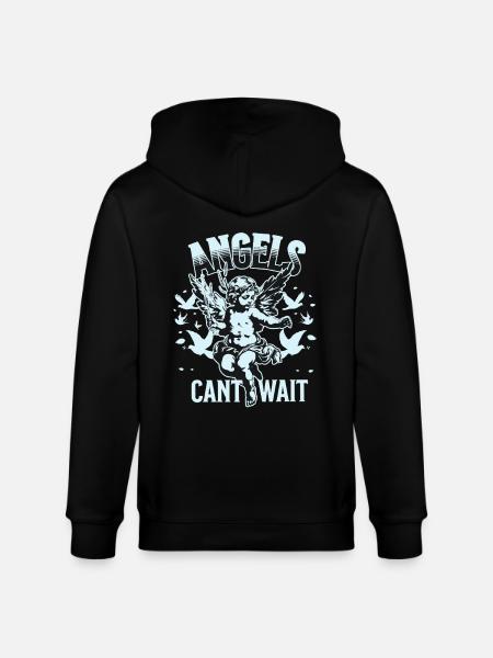 Engel-T-skjorte unisex Engler kan ikke vente VintageTee - Stanley/Stella CULTIVATOR økologisk unisex hettejakke - svart