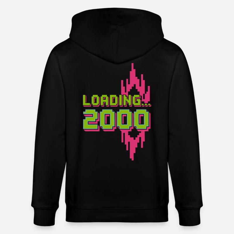 Retro Pixel Loading 2000 Design - Stanley/Stella Unisex Bio-Kapuzenjacke CULTIVATOR  - Schwarz