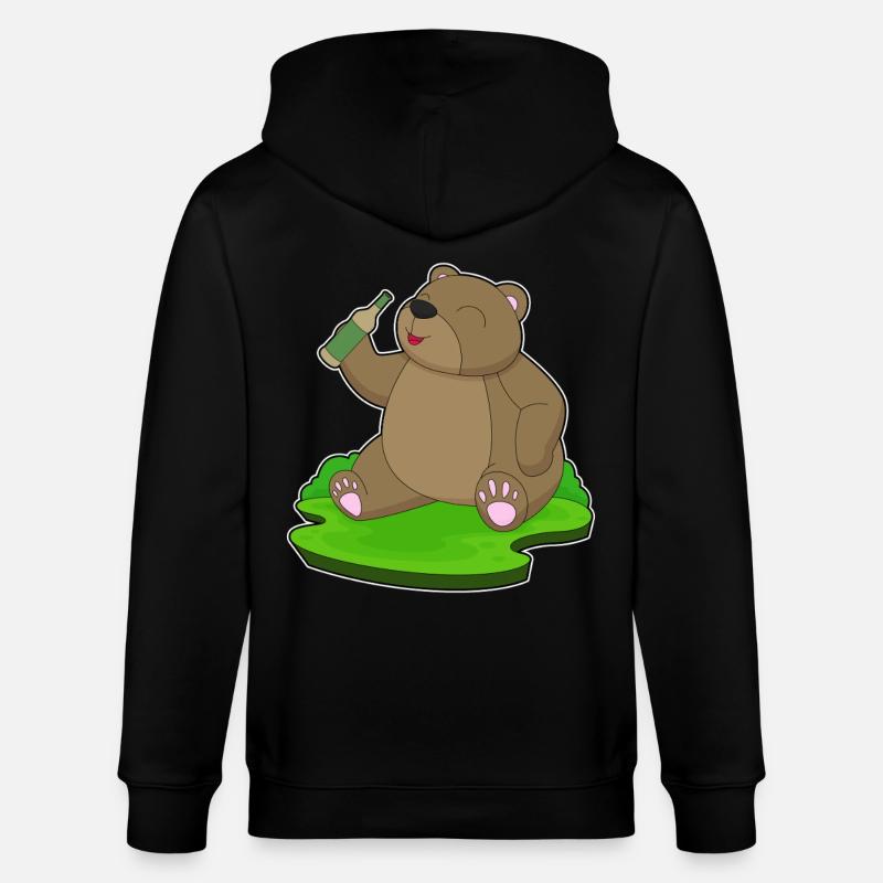 Bear bouteille de bière - Veste à capuche bio CULTIVATOR Stanley/Stella Unisexe - noir