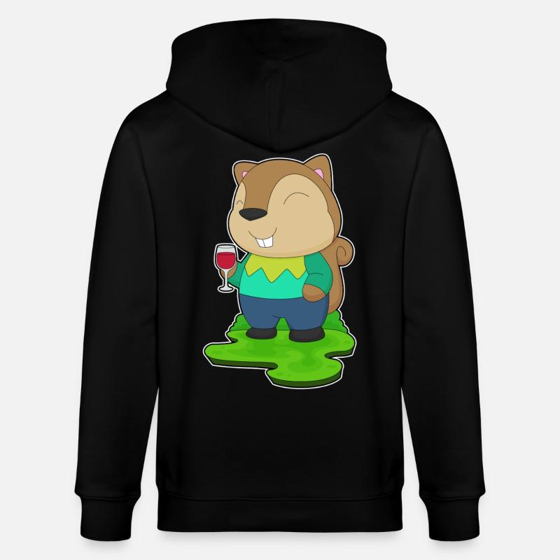 Eichhörnchen Rotwein - Stanley/Stella Unisex Bio-Kapuzenjacke CULTIVATOR  - Schwarz