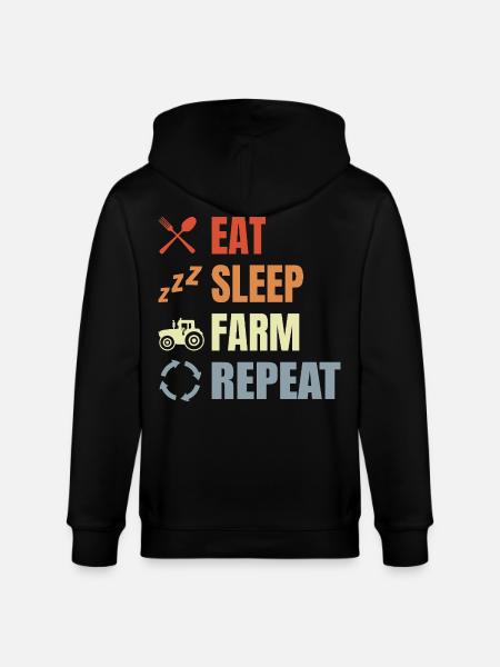 Eat Sleep Farm Repeat - Stanley/Stella Unisex Bio-Kapuzenjacke CULTIVATOR  - Schwarz
