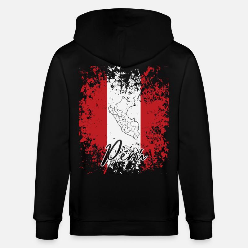 J'aime le Pérou, le drapeau péruvien - Veste à capuche bio CULTIVATOR Stanley/Stella Unisexe - noir