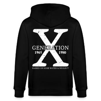 generation x raised on hose water and neglect - Stanley/Stella Unisex Bio-Kapuzenjacke CULTIVATOR  - Schwarz - Hinten - Anna (173cm)