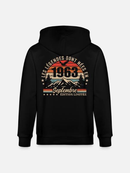 Legendary since September 1963 | September 1963 - Stanley/Stella CULTIVATOR Unisex Organic Hooded Jacket - black