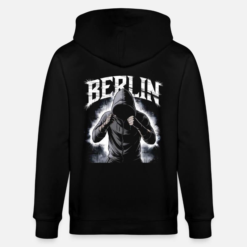 Graffiti-Style Berlin Stadtbild - Stanley/Stella Unisex Bio-Kapuzenjacke CULTIVATOR  - Schwarz