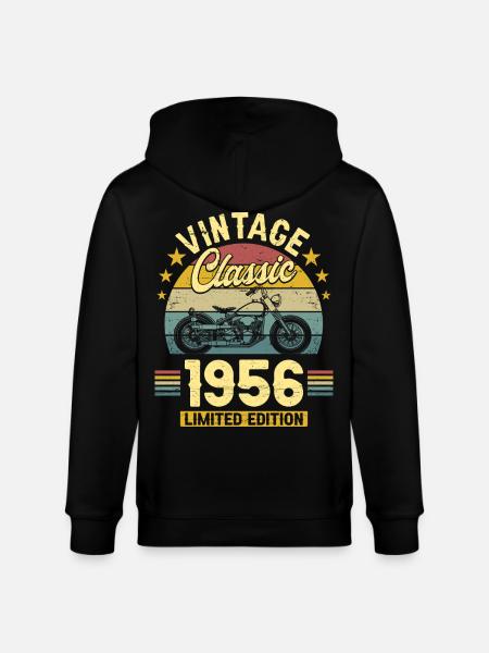 1956 Biker 70th Birthday Man - Stanley/Stella CULTIVATOR Unisex Organic Hooded Jacket - black
