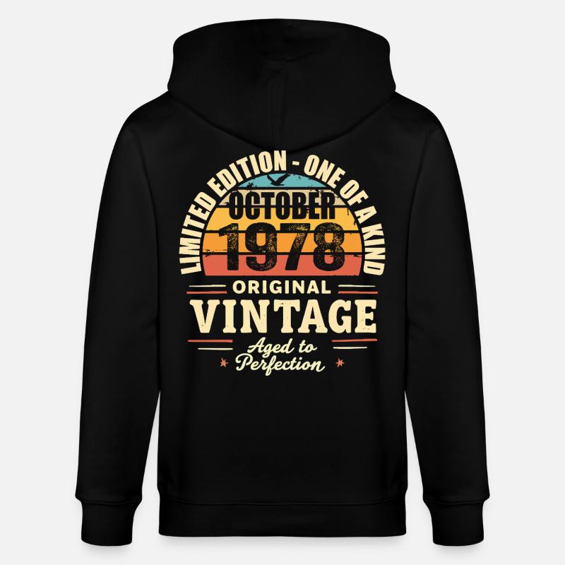 Rétro Octobre 1978 - birthday october 1978 - Veste à capuche bio CULTIVATOR Stanley/Stella Unisexe - noir