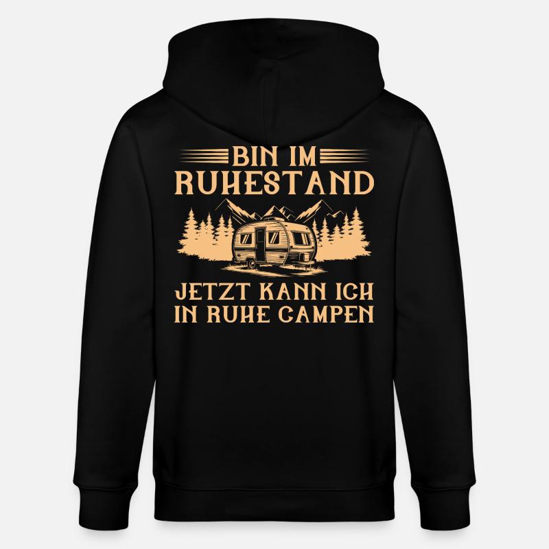 Bin im Ruhestand - Wohnwagen Camping Rentner - Stanley/Stella Unisex Bio-Kapuzenjacke CULTIVATOR  - Schwarz
