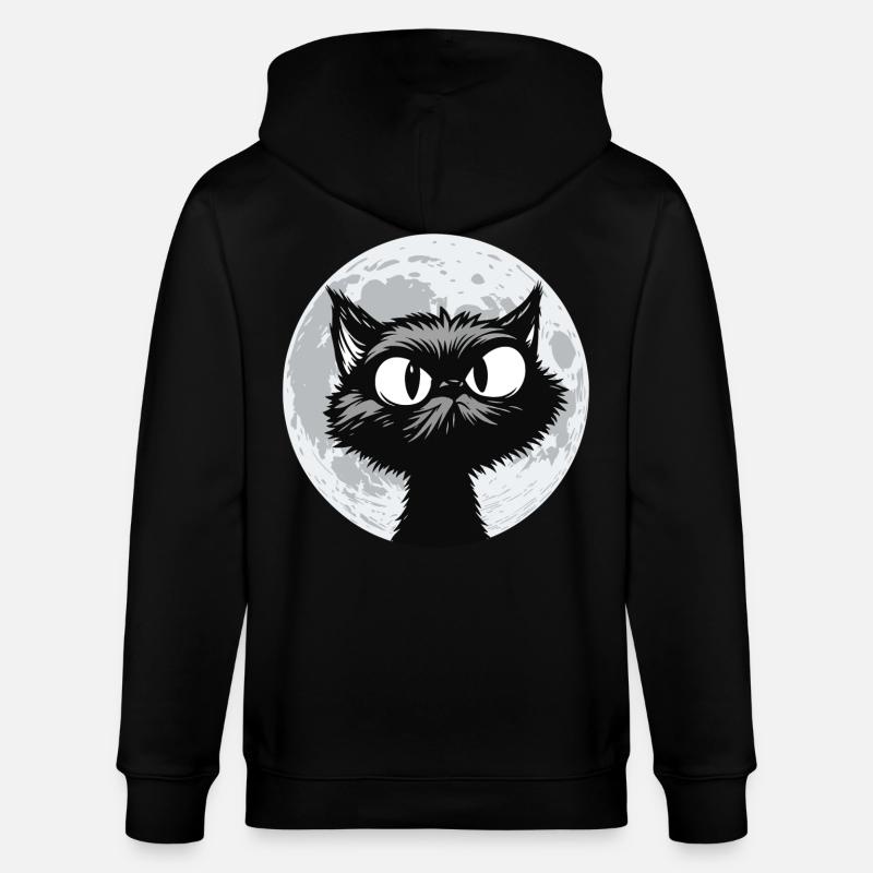Chat de Lune Minuit - Veste à capuche bio CULTIVATOR Stanley/Stella Unisexe - noir