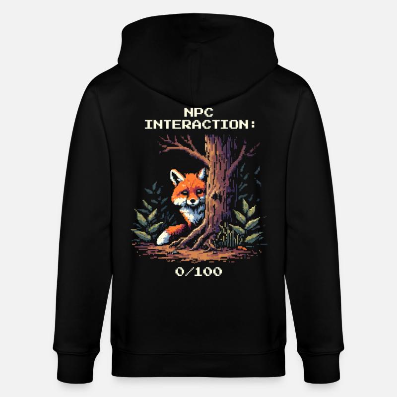 NPC Interaction: 0/100 | Introversion humor - Stanley/Stella CULTIVATOR Unisex Organic Hooded Jacket - black