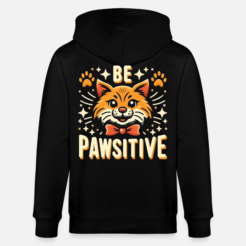 Be pawsitive süße Katze - Stanley/Stella Unisex Bio-Kapuzenjacke CULTIVATOR  - Schwarz