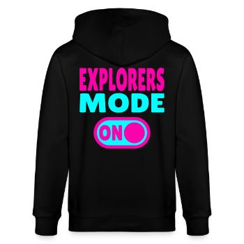 Explorers Mode ON – Für echte Weltenentdecker - Stanley/Stella Unisex Bio-Kapuzenjacke CULTIVATOR  - Schwarz - Hinten - Anna (173cm)