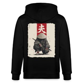 Samurai Schwert Japanischer Krieger, Kämpfer Ninja - Stanley/Stella Unisex Bio-Kapuzenjacke CULTIVATOR  - Schwarz - Hinten - Anna (173cm)