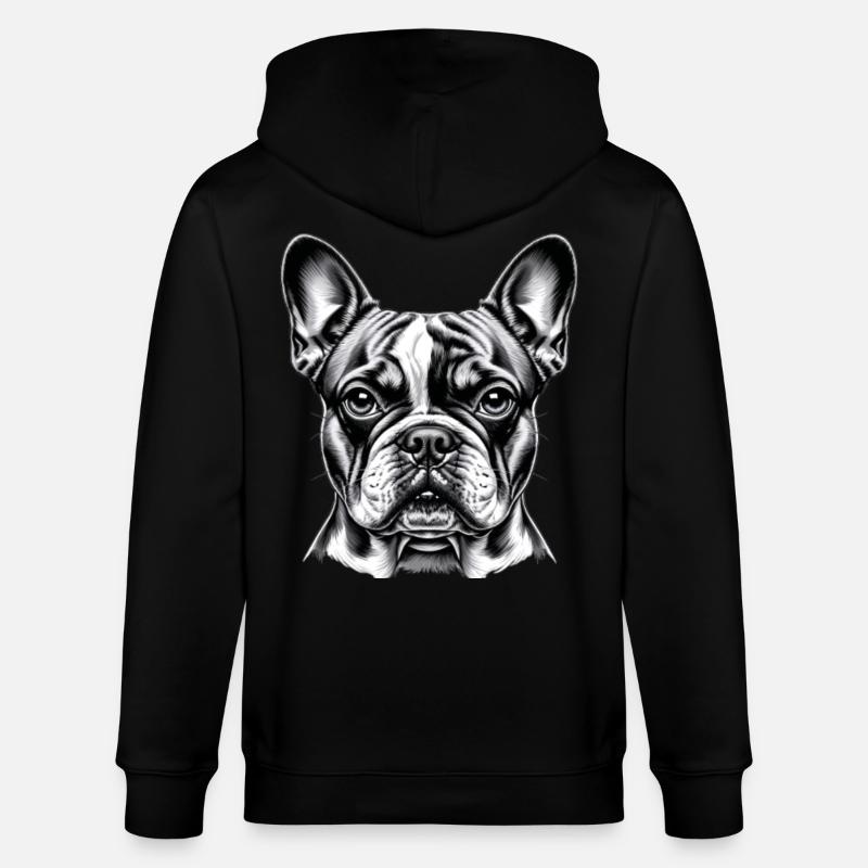Tête de bouledogue français - Veste à capuche bio CULTIVATOR Stanley/Stella Unisexe - noir