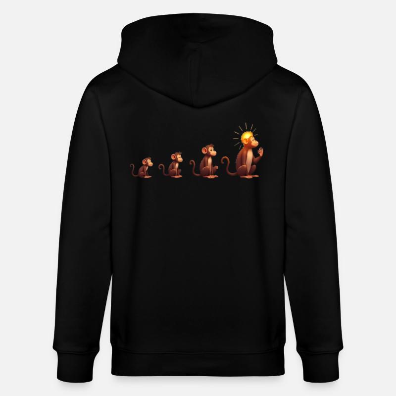 Evolution der Affen mit Sonnenkopf - Stanley/Stella Unisex Bio-Kapuzenjacke CULTIVATOR  - Schwarz