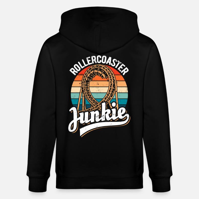 Rollercoaster Junkie - Roller Coaster - Loop - Stanley/Stella CULTIVATOR  Unisex Organic Hooded Jacket - black