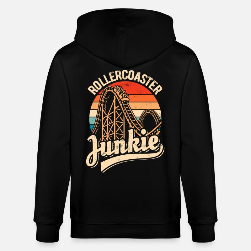 Rollercoaster Junkie - Roller Coaster - Loop - Stanley/Stella CULTIVATOR Unisex Organic Hooded Jacket - black