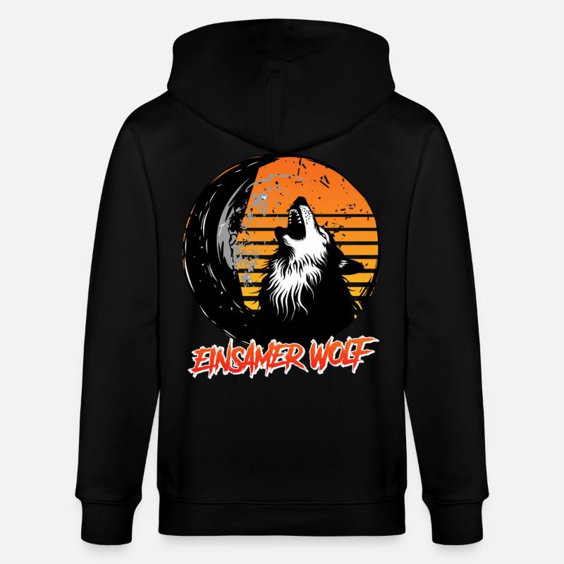 Wolf Spirit EINSAMER WOLF Retro Lustiges - Veste à capuche bio CULTIVATOR Stanley/Stella Unisexe - noir